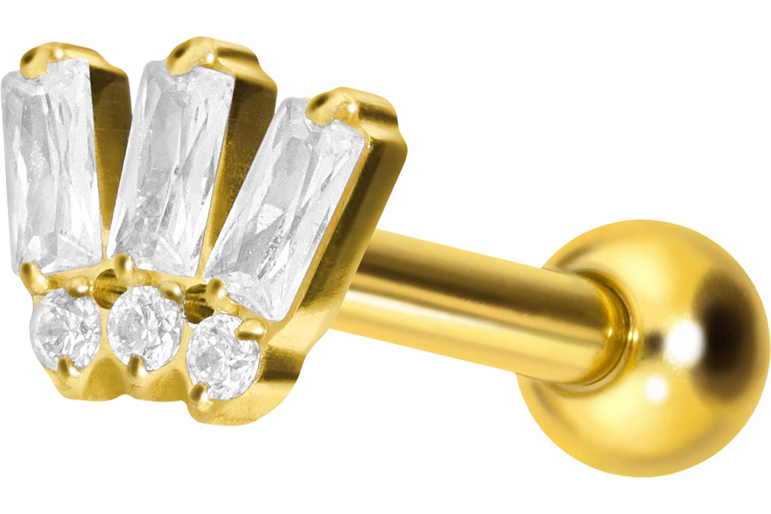 Titan Ohrpiercing mit Innengewinde 6 EINGEFASSTE KRISTALLE